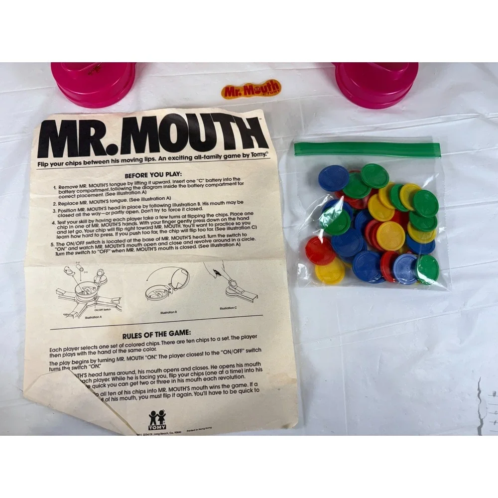 1976 TOMY Mr. Mouth Game - Has Instructions and Most Pieces - Mouth Doesn't Work